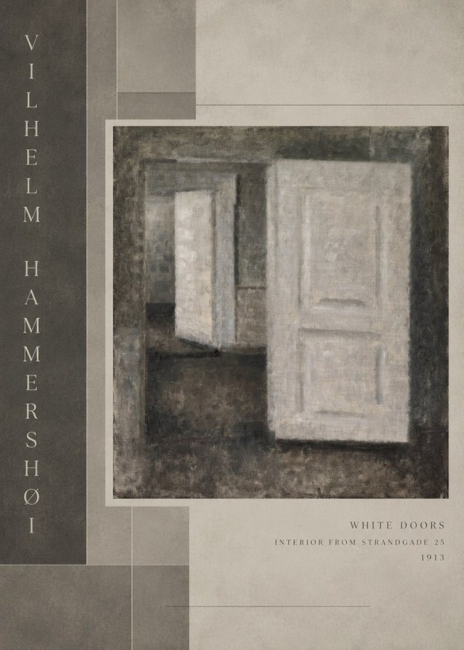 Vilhelm Hammershøi White Doors No3 - Affiche