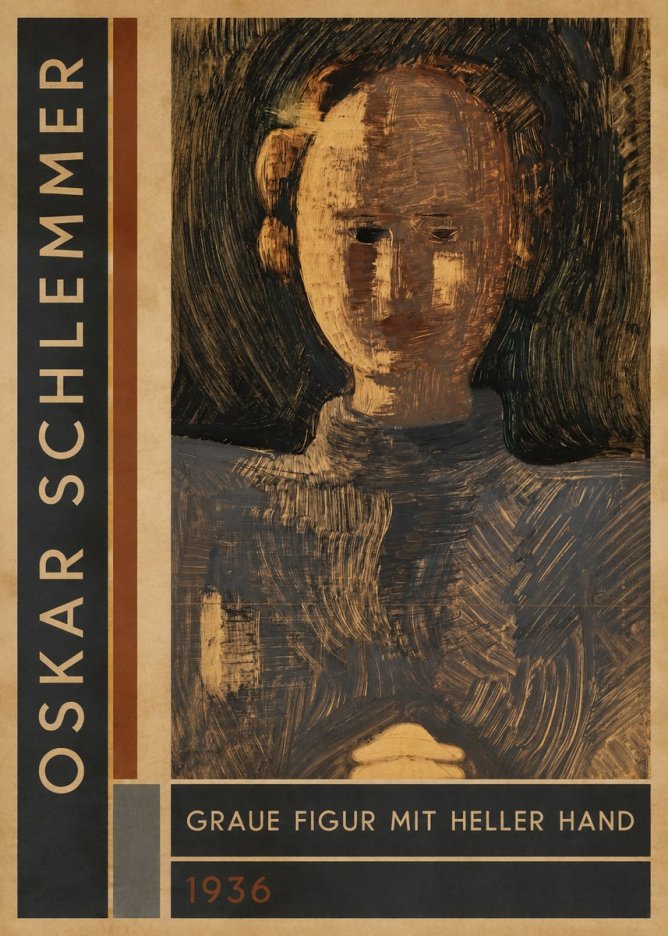 Oskar Schlemmer Graue Figur Mit Heller Hand No2 - Affiche
