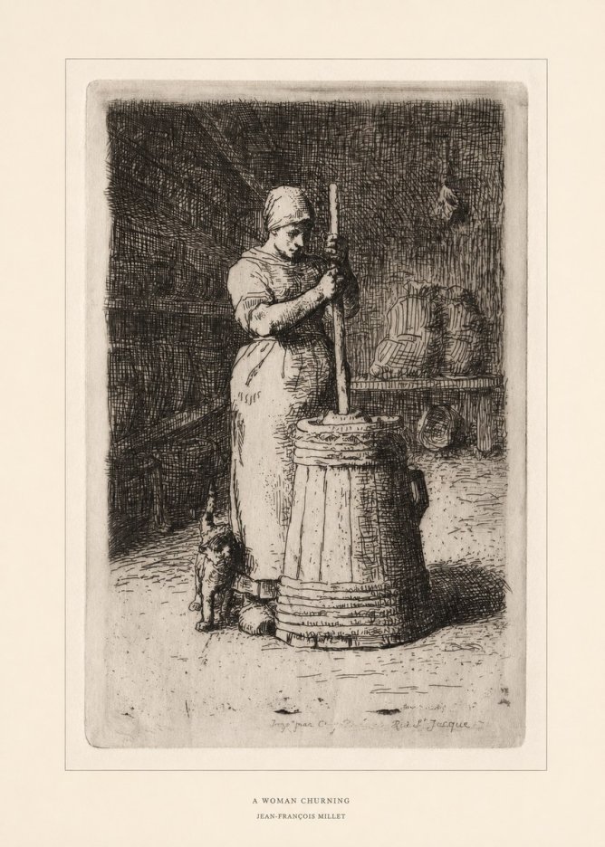 Jean-François Millet A Woman Churning No6 - Affiche