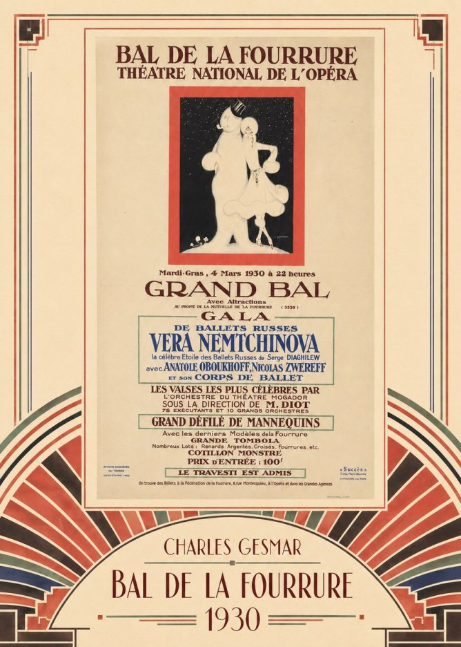 Charles Gesmar Bal De La Fourrure Théâtre National De L'opéra No3 - Affiche