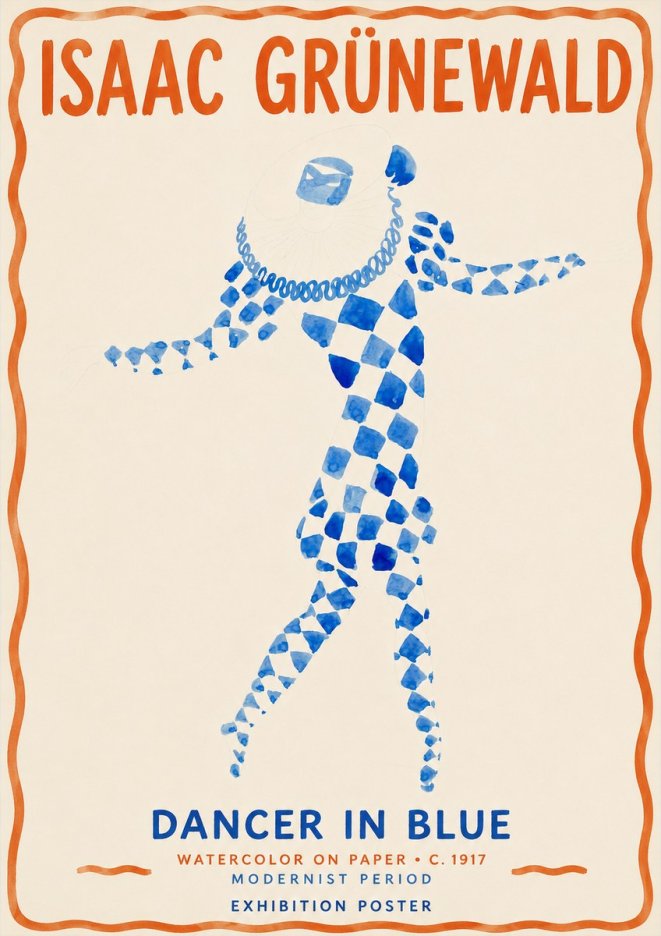 Isaac Grünewald Dancer in Blue No2 - Affiche