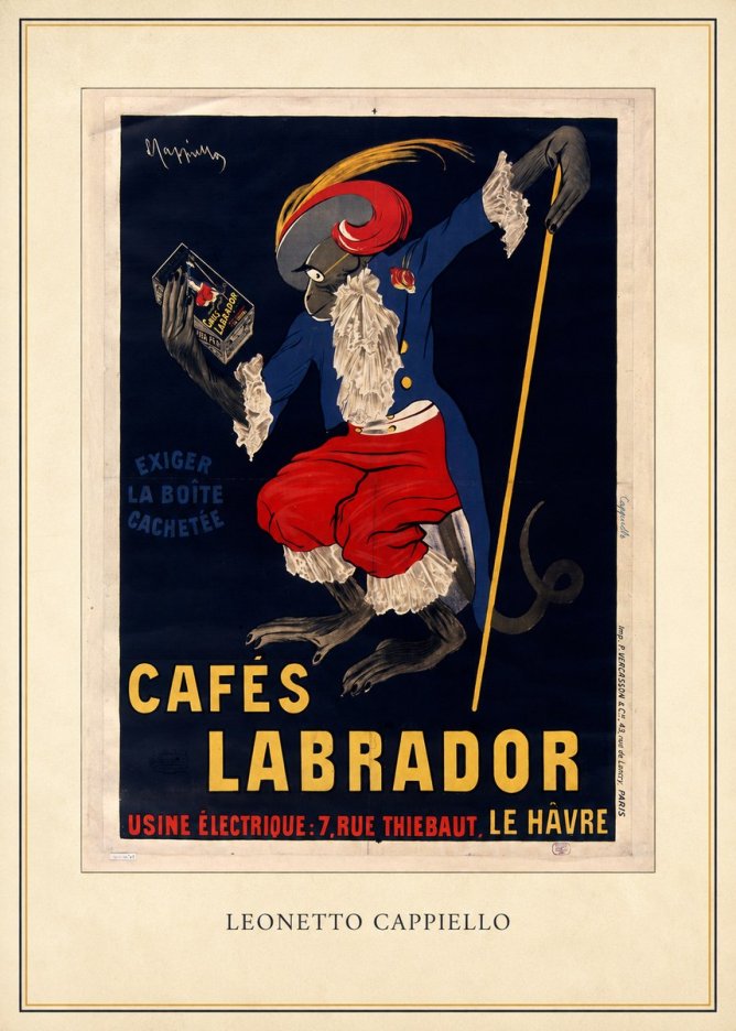 Leonetto Cappiello Cafés Labrador No4 - Affiche
