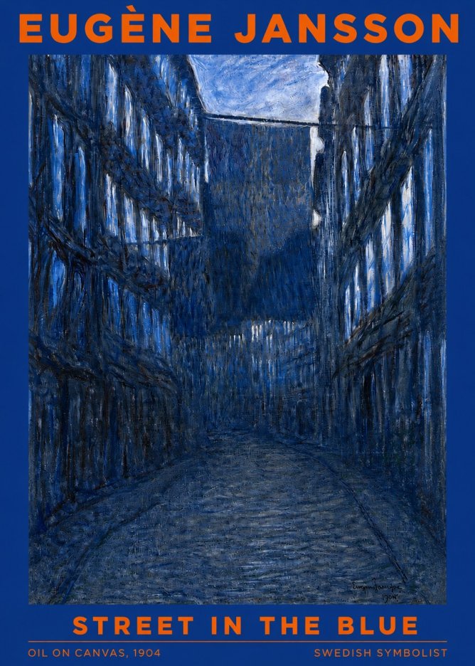 Eugène Jansson Street in the Blue No2 - Affiche