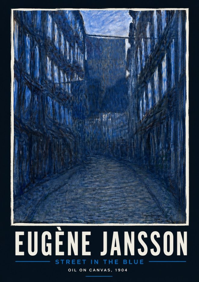 Eugène Jansson Street in the Blue No4 - Affiche