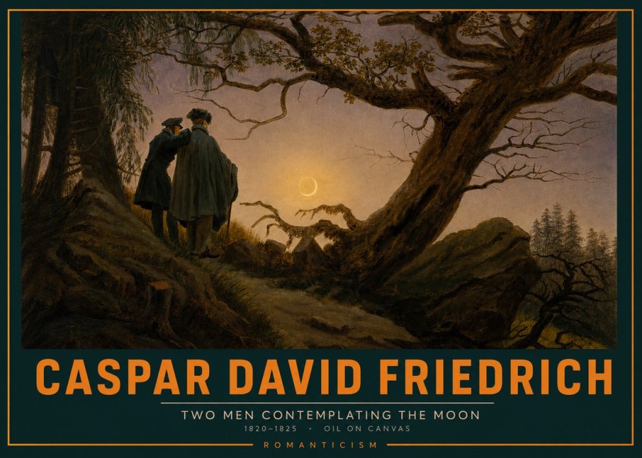 Caspar David Friedrich Two Men Contemplating the Moon II No2 - Affiche