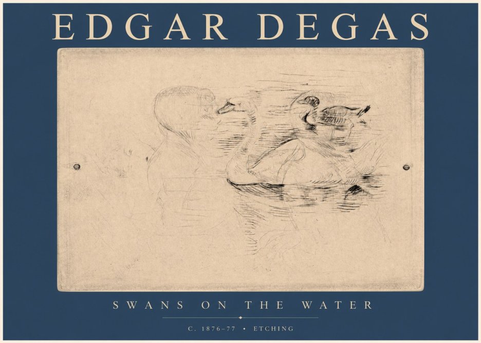 Edgar Degas Swans on the Water No2 - Affiche