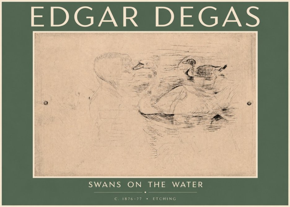 Edgar Degas Swans on the Water No4 - Affiche