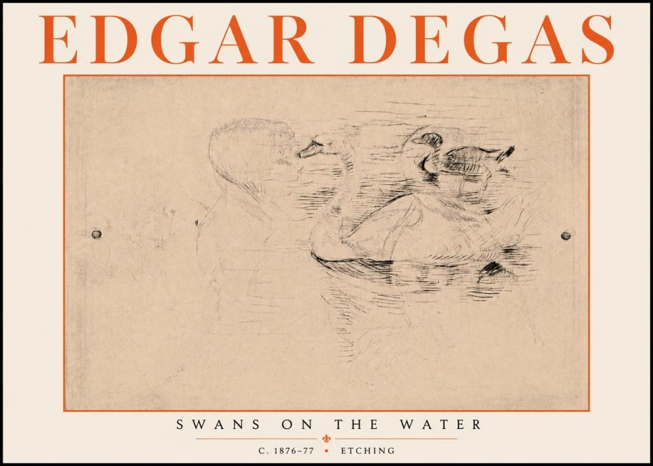 Edgar Degas Swans on the Water No5 - Affiche
