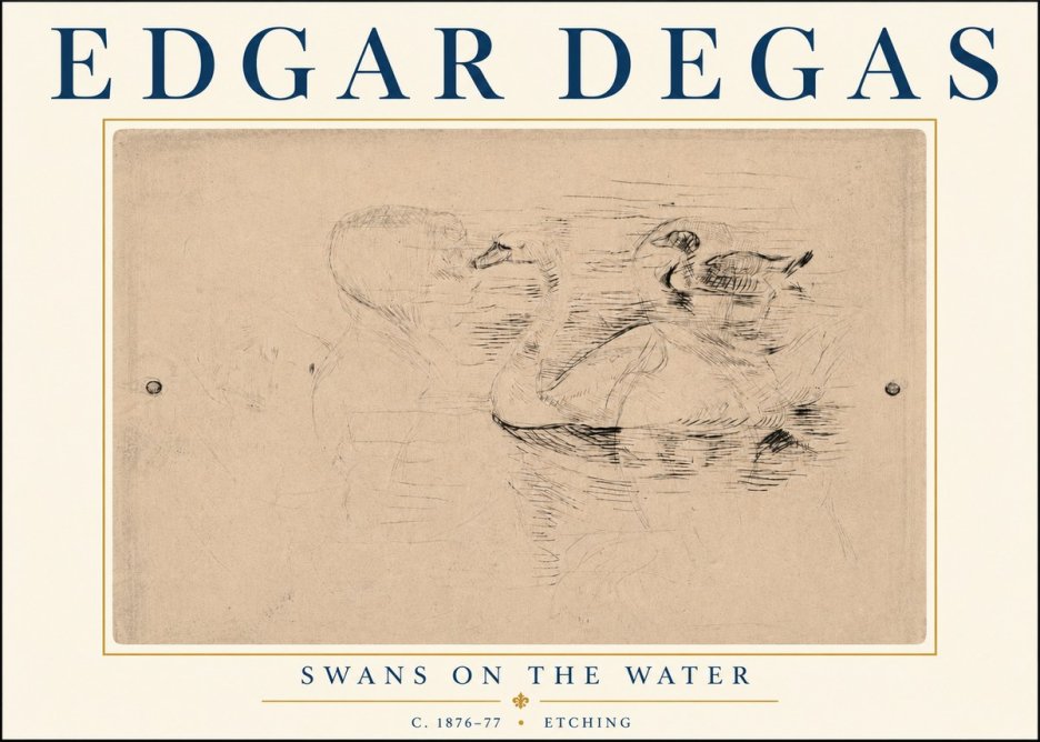 Edgar Degas Swans on the Water No6 - Affiche