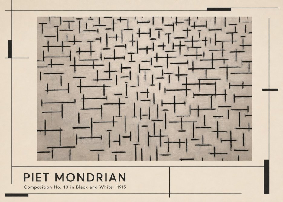 Piet Mondrian Composition No. 10 in Black and White No1 - Affiche