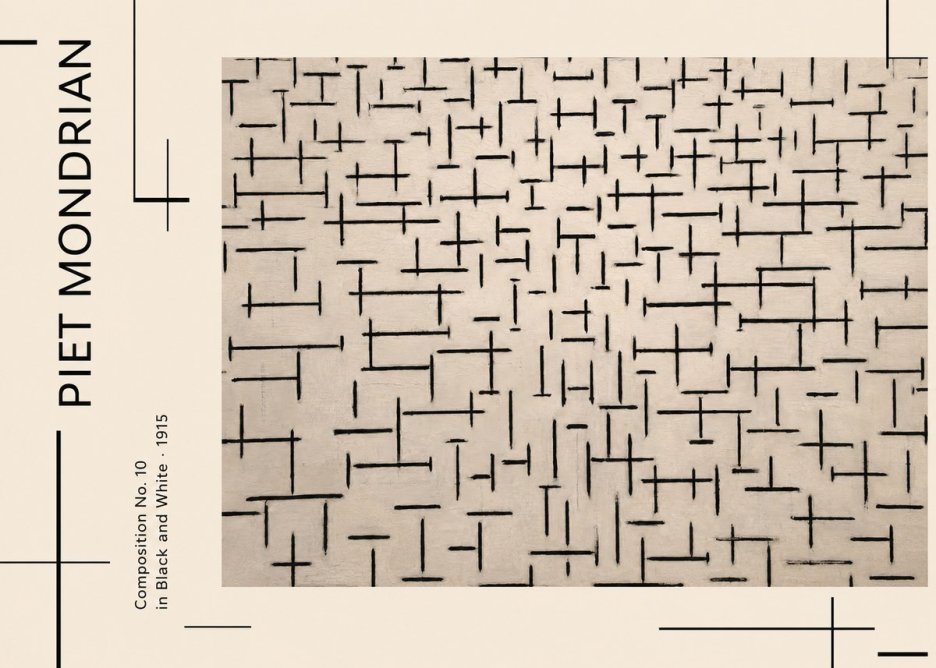 Piet Mondrian Composition No. 10 in Black and White No2 - Affiche