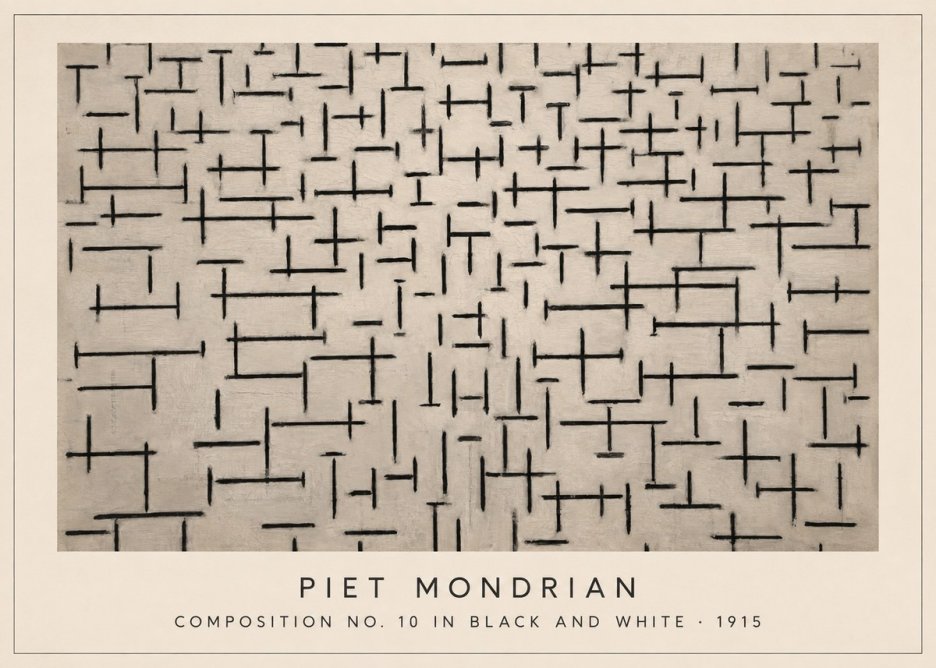 Piet Mondrian Composition No. 10 in Black and White No3 - Affiche