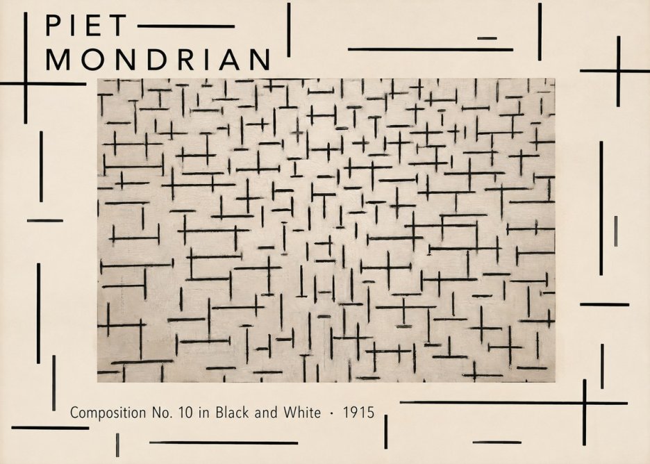 Piet Mondrian Composition No. 10 in Black and White No4 - Affiche