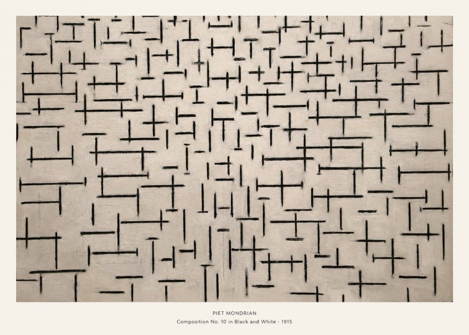 Piet Mondrian Composition No. 10 in Black and White No5 - Affiche