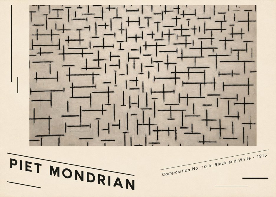 Piet Mondrian Composition No. 10 in Black and White No6 - Affiche