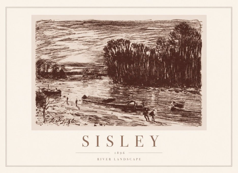 Sisley River Landscape No1 - Affiche