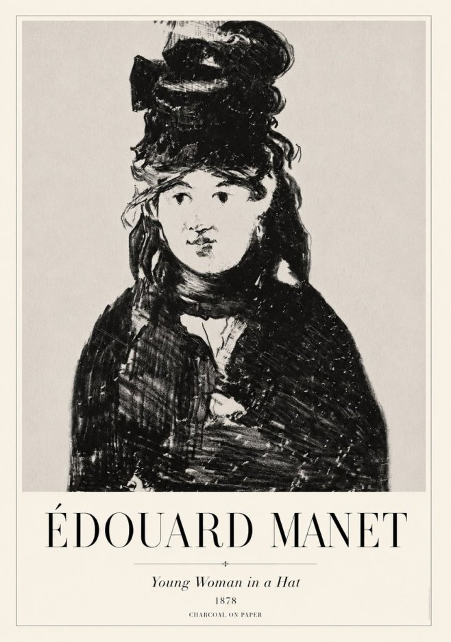 Édouard Manet Young Woman in a Hat III No1 - Affiche