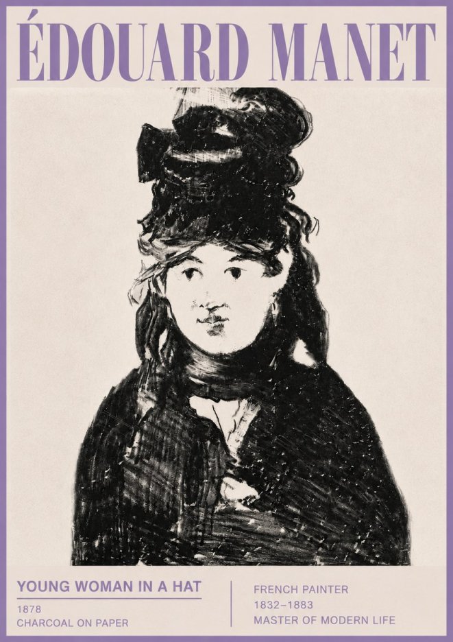 Édouard Manet Young Woman in a Hat III No5 - Affiche