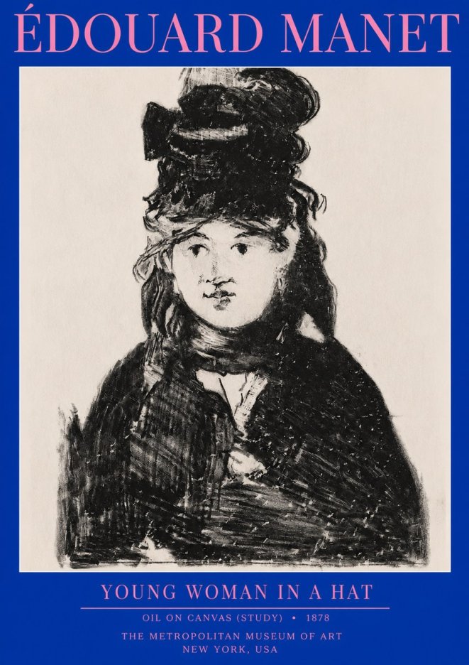 Édouard Manet Young Woman in a Hat IV No2 - Affiche