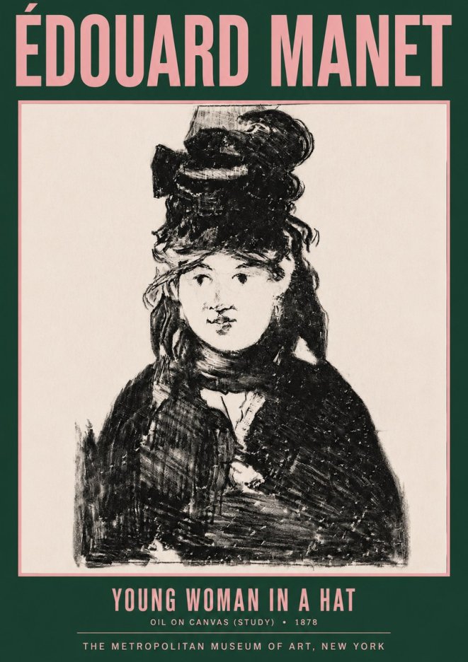 Édouard Manet Young Woman in a Hat IV No3 - Affiche