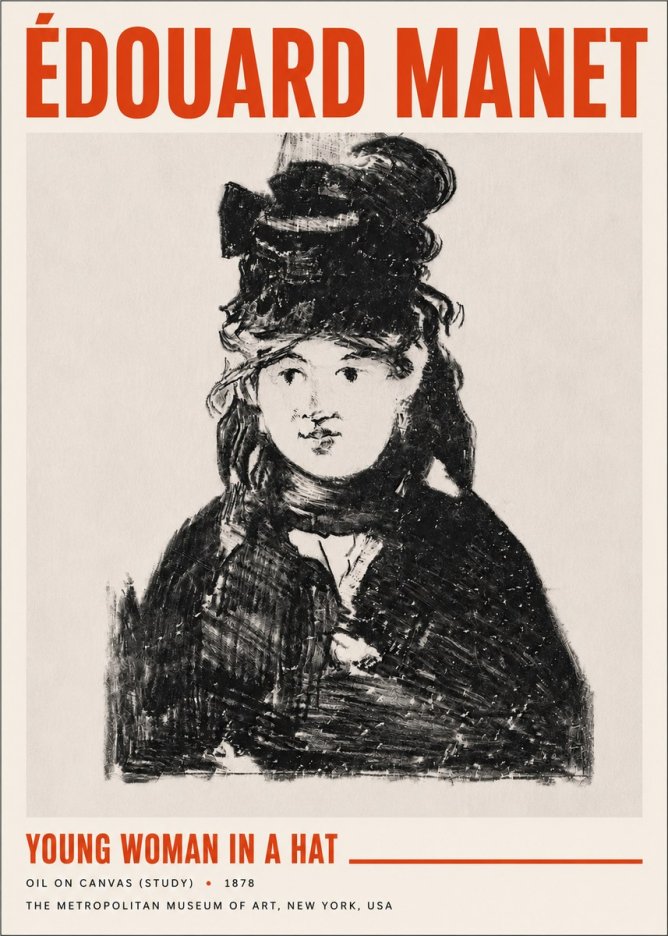 Édouard Manet Young Woman in a Hat IV No5 - Affiche