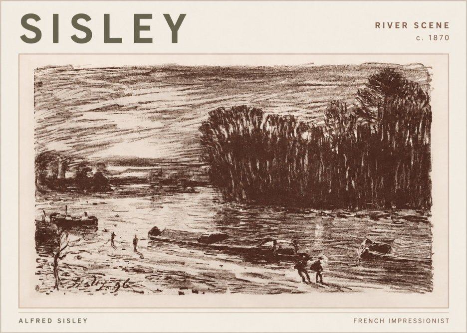 Sisley River Scene No3 - Affiche