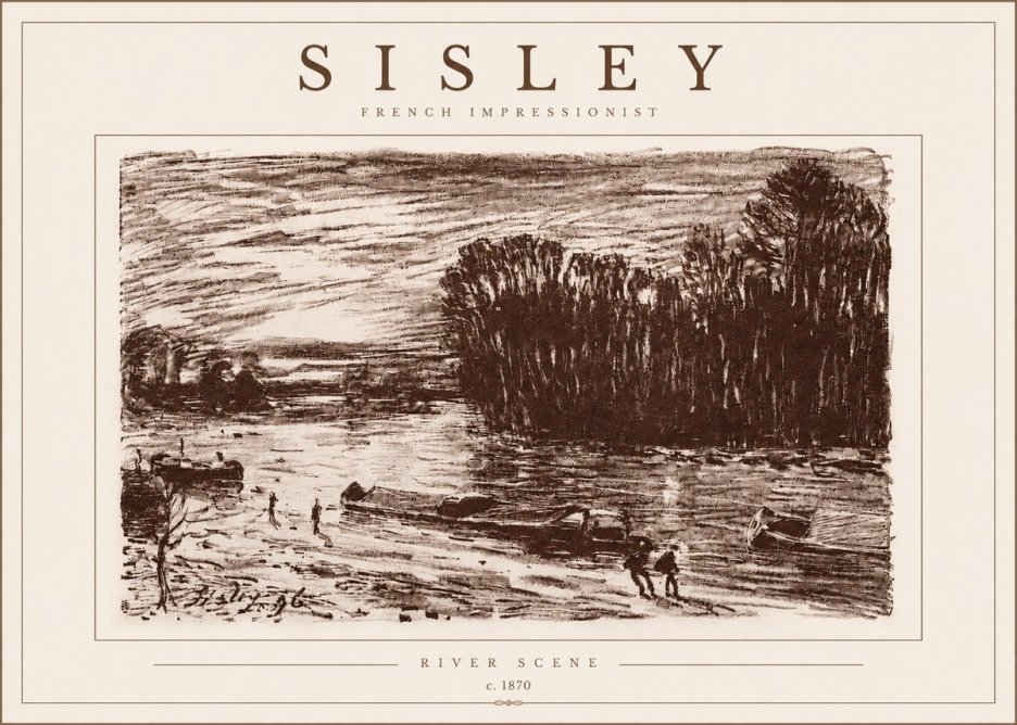 Sisley River Scene No5 - Affiche