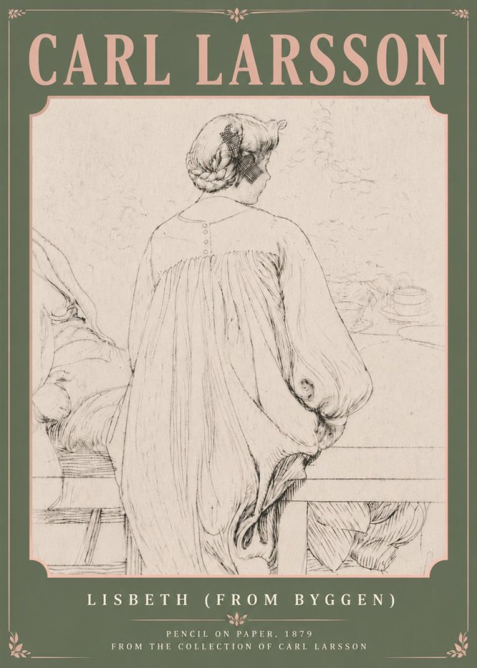 Carl Larsson Lisbeth (from Byggen) No5 - Affiche