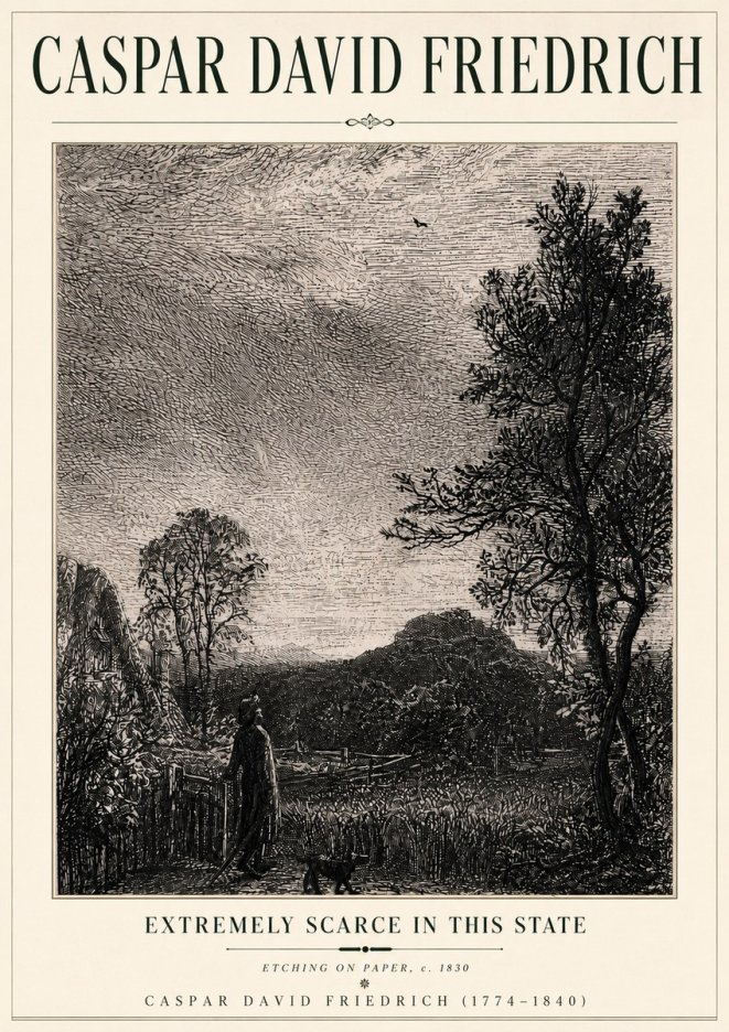 Caspar David Friedrich Extremely Scarce in This State No6 - Affiche