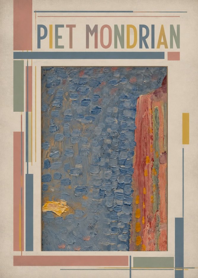 Piet Mondrian Façade in Sunlight No2 - Affiche