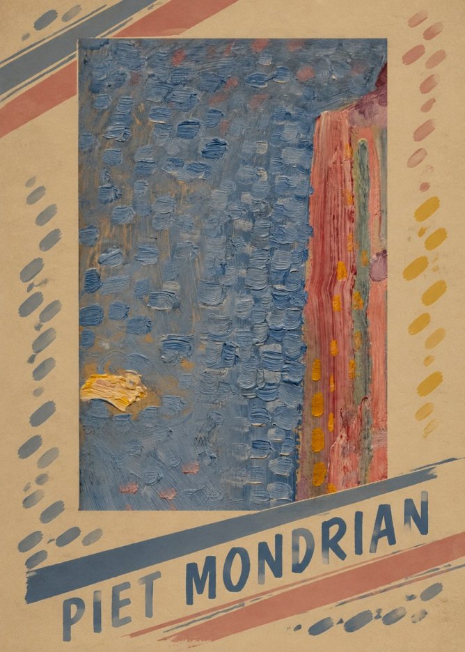 Piet Mondrian Façade in Sunlight No5 - Affiche