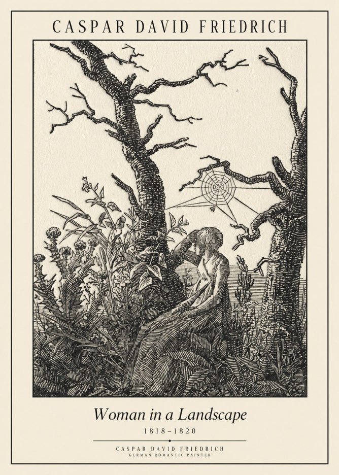 Caspar David Friedrich Woman in a Landscape No1 - Affiche