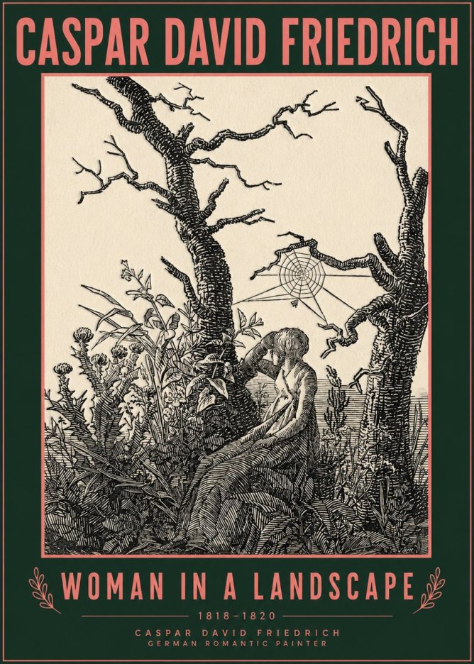 Caspar David Friedrich Woman in a Landscape No2 - Affiche
