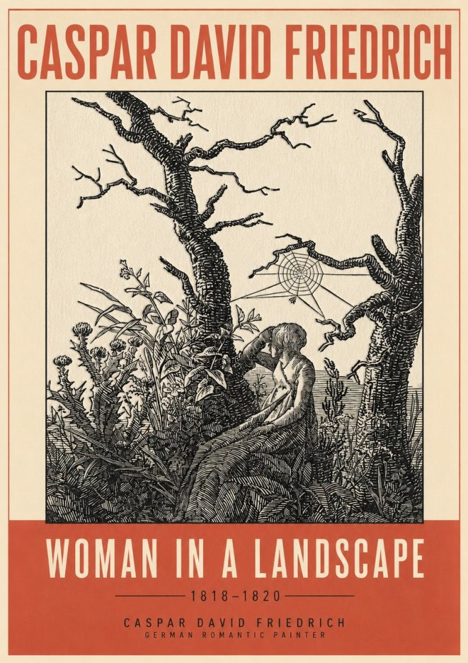 Caspar David Friedrich Woman in a Landscape No3 - Affiche