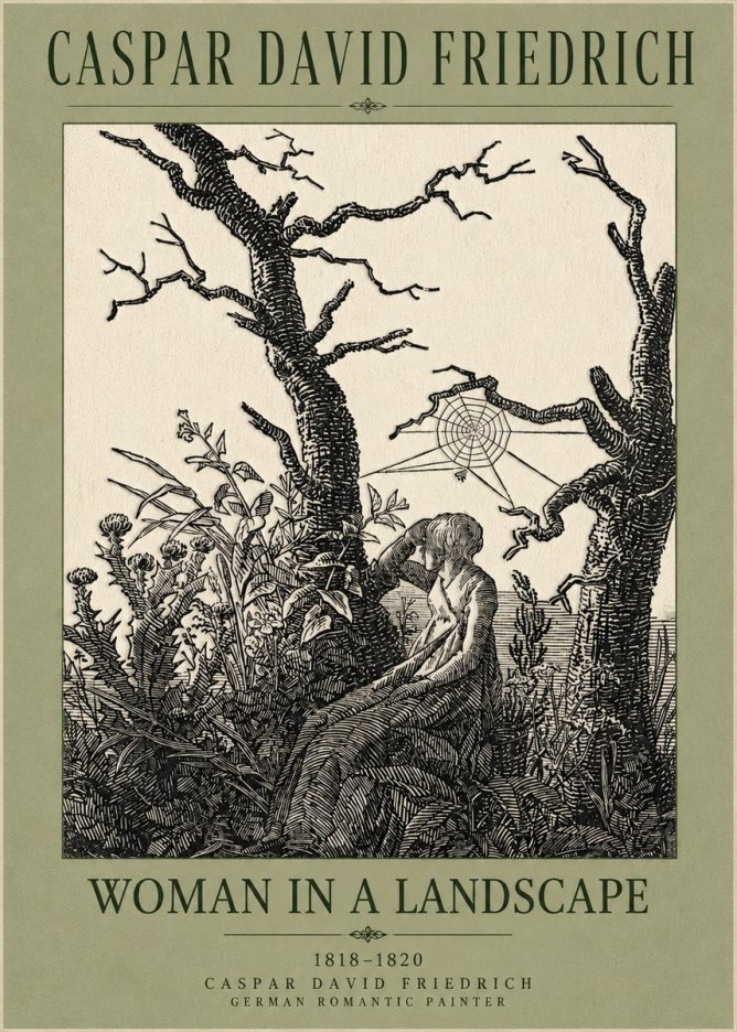 Caspar David Friedrich Woman in a Landscape No5 - Affiche