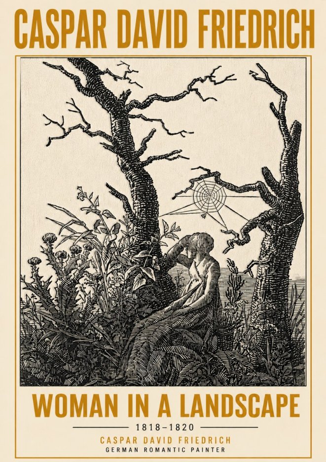 Caspar David Friedrich Woman in a Landscape No6 - Affiche