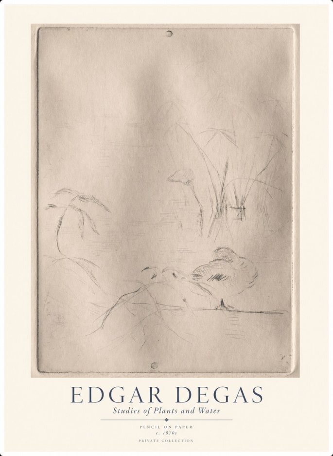Edgar Degas Studies of Plants and Water No1 - Affiche