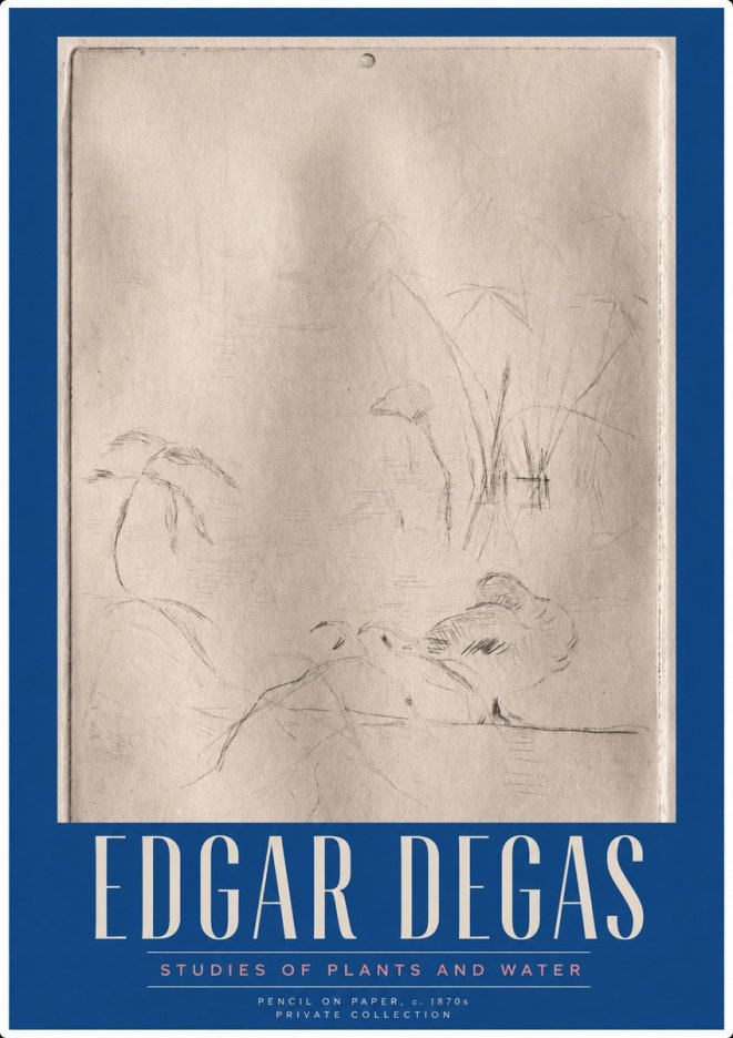 Edgar Degas Studies of Plants and Water No3 - Affiche