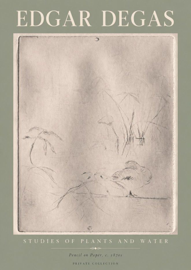 Edgar Degas Studies of Plants and Water No4 - Affiche