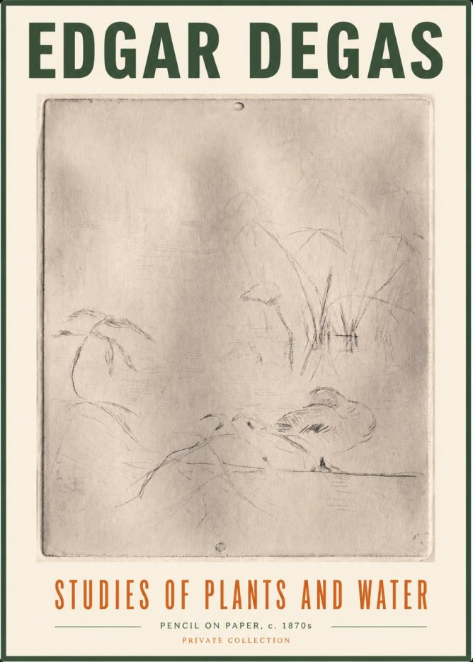 Edgar Degas Studies of Plants and Water No5 - Affiche