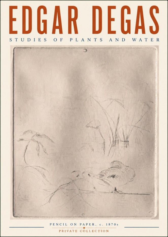 Edgar Degas Studies of Plants and Water No6 - Affiche