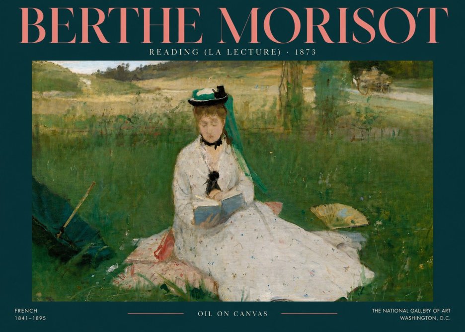 Berthe Morisot Reading (La Lecture) No4 - Affiche