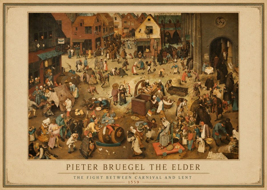 Pieter Bruegel The Fight Between Carnival and Lent III No1 - Affiche