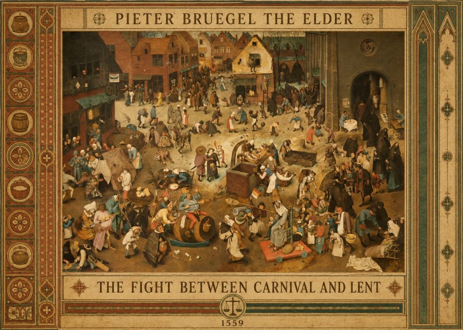 Pieter Bruegel The Fight Between Carnival and Lent III No6 - Affiche