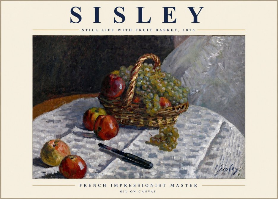 Sisley Still Life with Fruit Basket No5 - Affiche