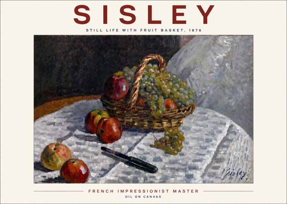 Sisley Still Life with Fruit Basket No6 - Affiche