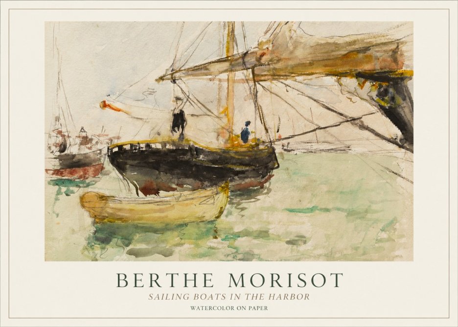 Berthe Morisot Sailing Boats in the Harbor No1 - Affiche