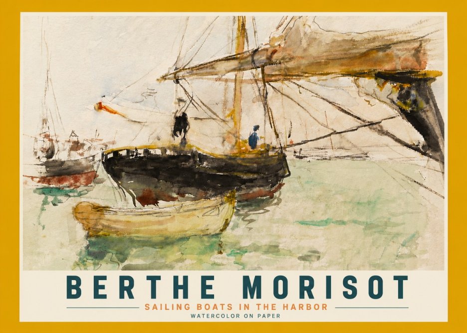Berthe Morisot Sailing Boats in the Harbor No6 - Affiche