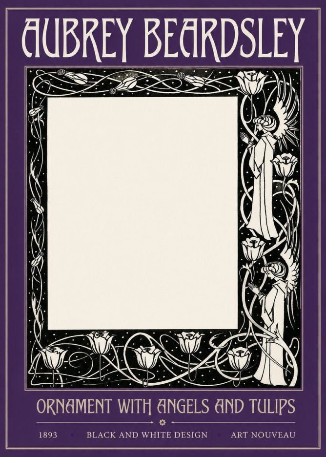 Aubrey Beardsley Ornament with Angels and Tulips No2 - Affiche