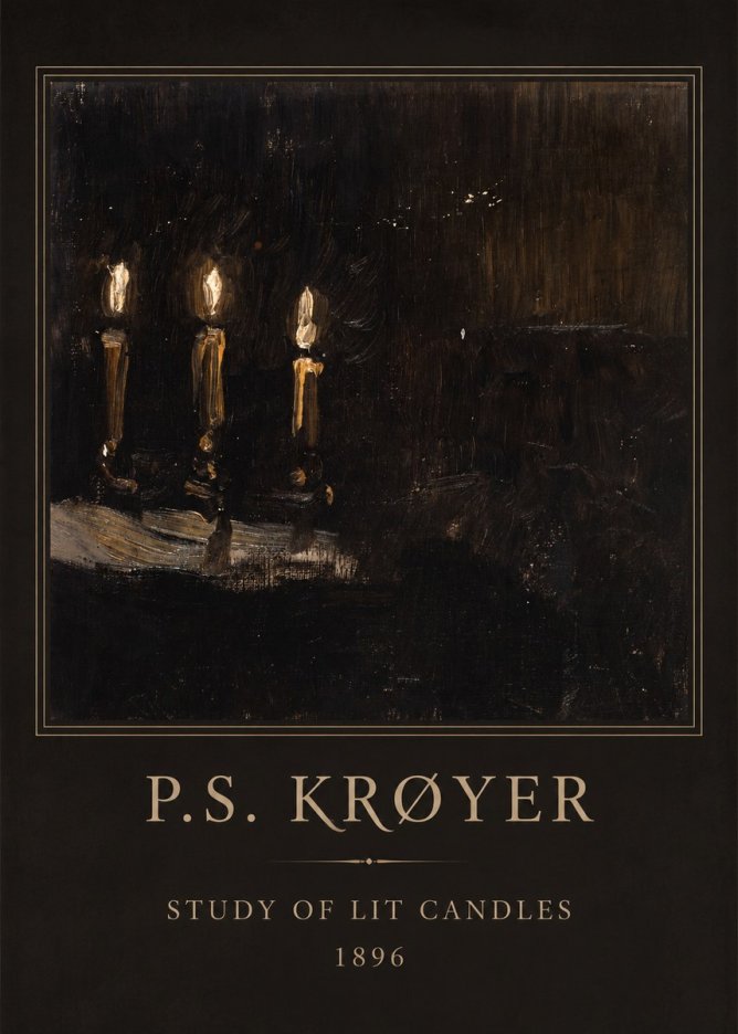 P.S. Krøyer Study of Lit Candles No4 - Affiche
